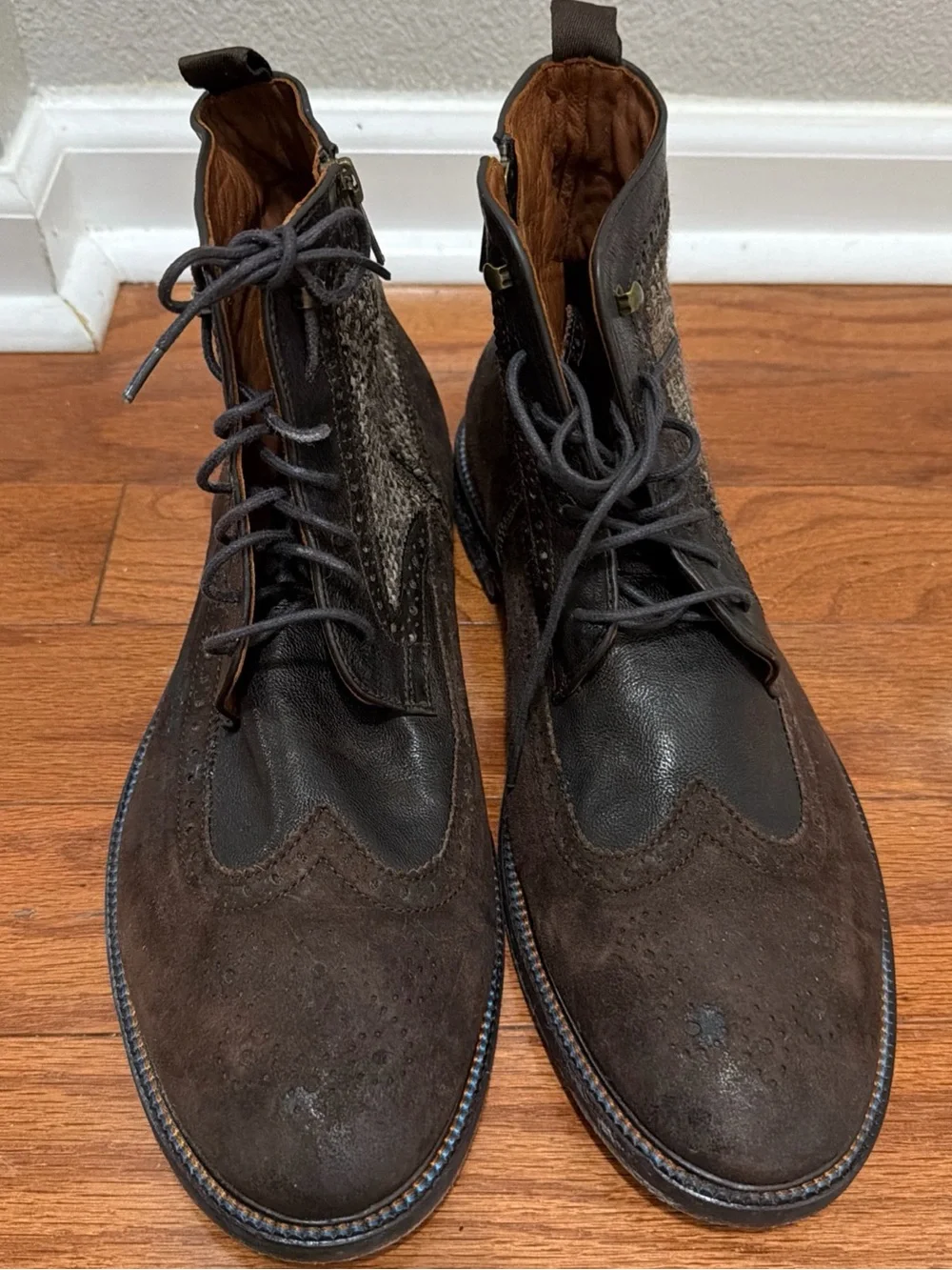 Johnston & Murphy J&M 1850 wingtip tweed boot shoes men’s size 9.5 leather